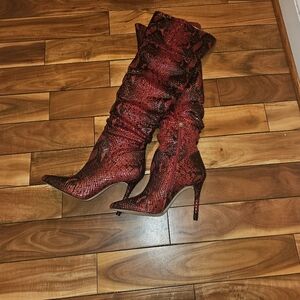 Brand NEW Jessica Simpson Red Snakeskin Over-the-Knee Boots | High Heel